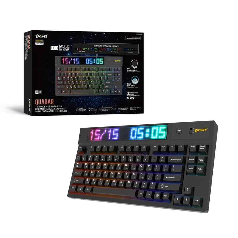 Xpower Quaoar Tri-Mode Hot Swap Axis Mechanical Keyboard With Led Dot Matrix Screen Xpower Quaoar Tri-Mode Hot Swap Axis Mechanical Keyboard With Led Dot Matrix Screen